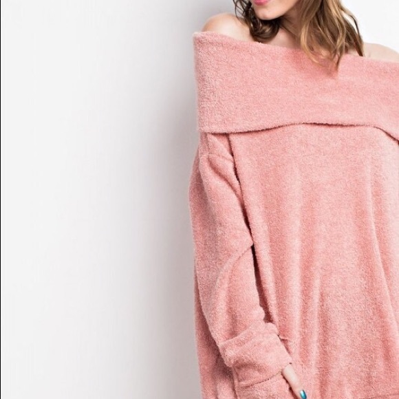 Cowl Neck Sweater- FADED CORAL - Picture 3 of 8